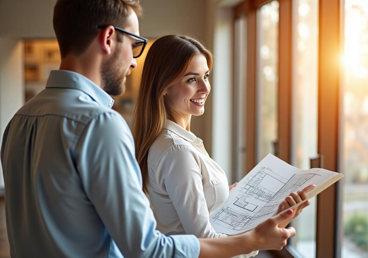 Modern interior design consultation with vibrant natural light